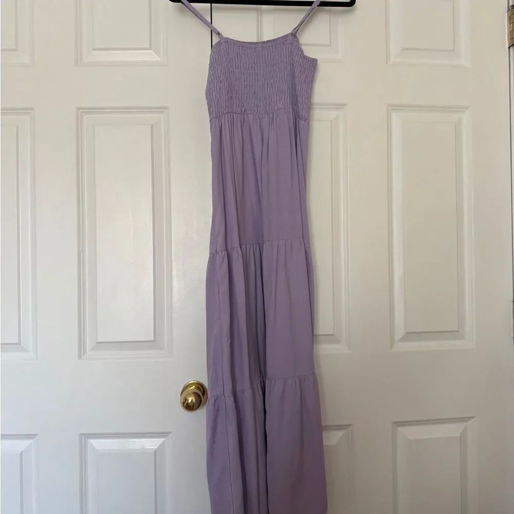 Lilac Tiered Maxi Dress with Smocked Bodice